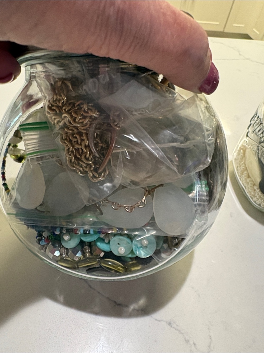 Mixed Costume Jewelry Jar - Pearls, Rhinestones & Colorful Beads H - Picture 4 of 7